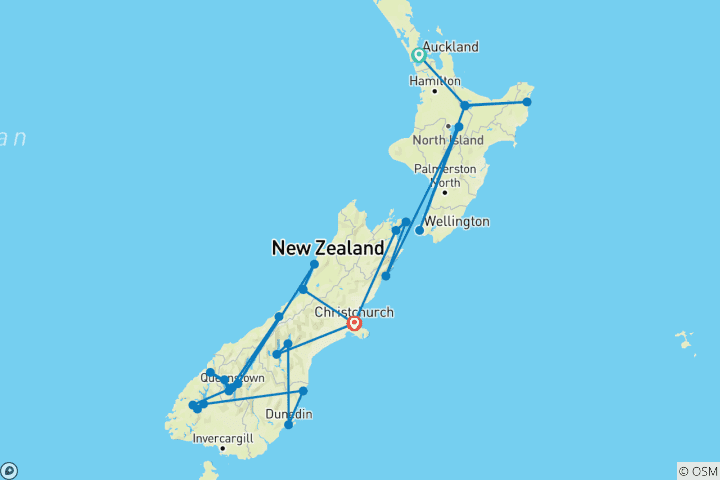 Carte du circuit Nouvelle-Zélande à découvert (2026/27)