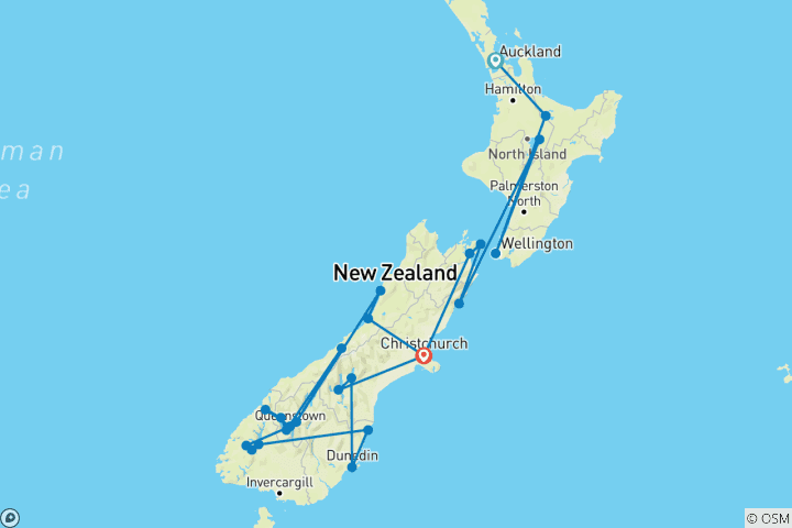 Kaart van Nieuw-Zeeland ongedekt (2026/2027)