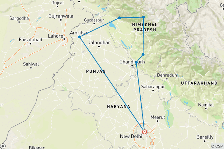 Mapa de Estribaciones del Himalaya