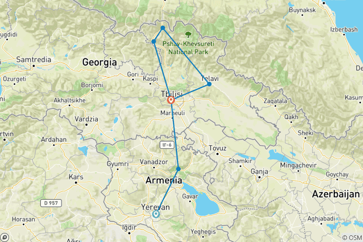 Carte du circuit Aventure en Géorgie et en Arménie