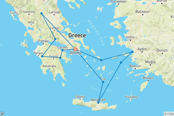 Carte du circuit Grèce continentale et îles