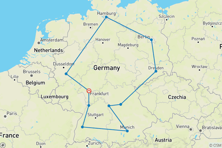 Mapa de Lo mejor de Alemania - 12 días