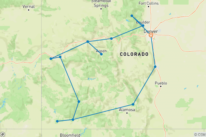 Carte du circuit Bienvenue au Colorado - 10 jours