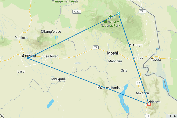 Carte du circuit Ascension du Mt Meru 6 jours