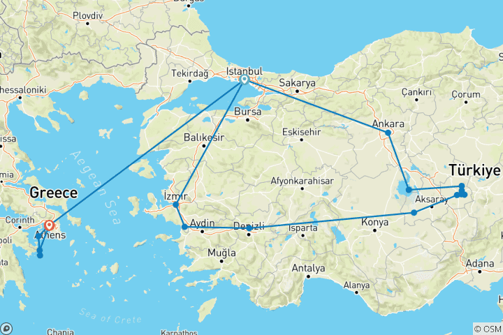 Carte du circuit Saveurs de Turquie et de Grèce -III-
