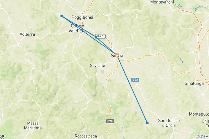 Carte du circuit Sienne et le vin