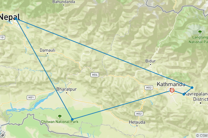 Map of FAMILY HOLIDAYS TO NEPAL 2023/2024/2025