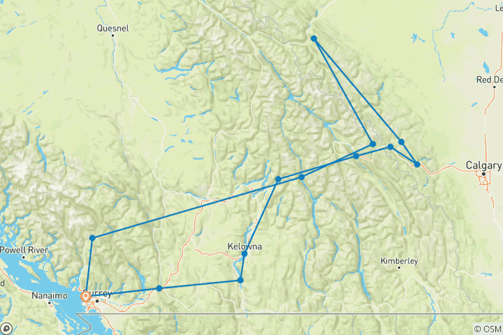 Carte du circuit Caribou - Découvrez le meilleur des Rocheuses