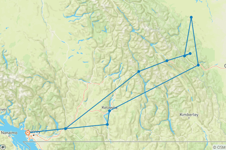 Kaart van Caribou – het beste van de Rockies