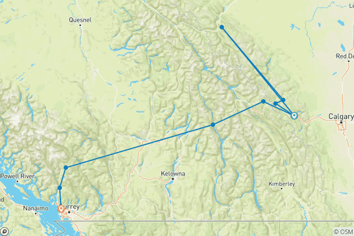 Carte du circuit Wapiti - Découvrez la beauté de l'Ouest canadien