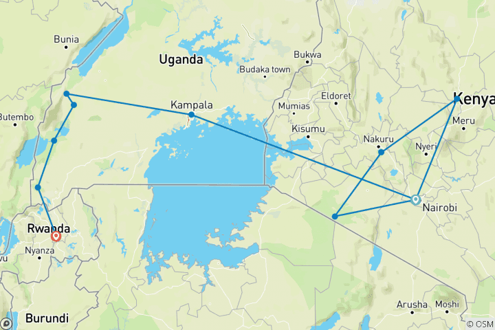 Carte du circuit L'Afrique de l'Est en profondeur