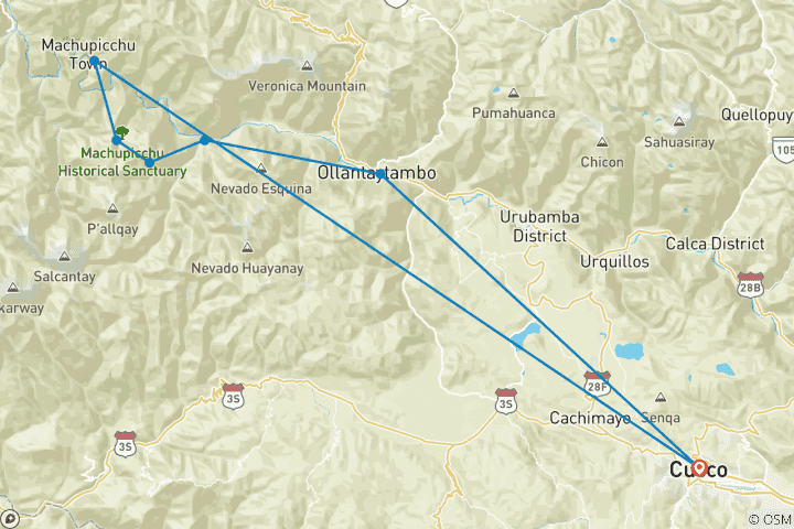 Map of Classic Inca Trail - 5 Days