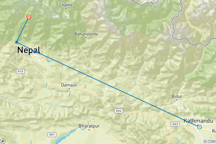 Map of Mardi Himal Trek