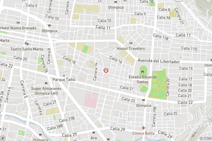 Map of 4 days Lost City Trek starting in Santa Marta