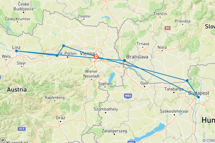 Carte du circuit Croisière sur le Danube bleu, Vienne- Vienne, MS Fidelio