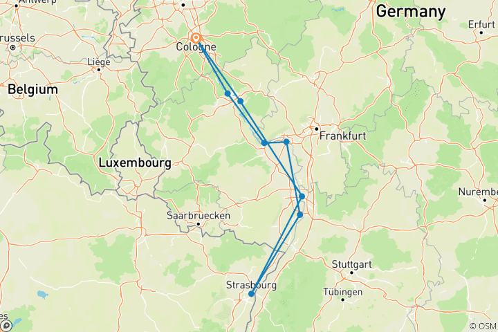 Carte du circuit Croisière spectaculaire sur le Rhin (Cologne - Cologne) - MS VISTAGRACIA