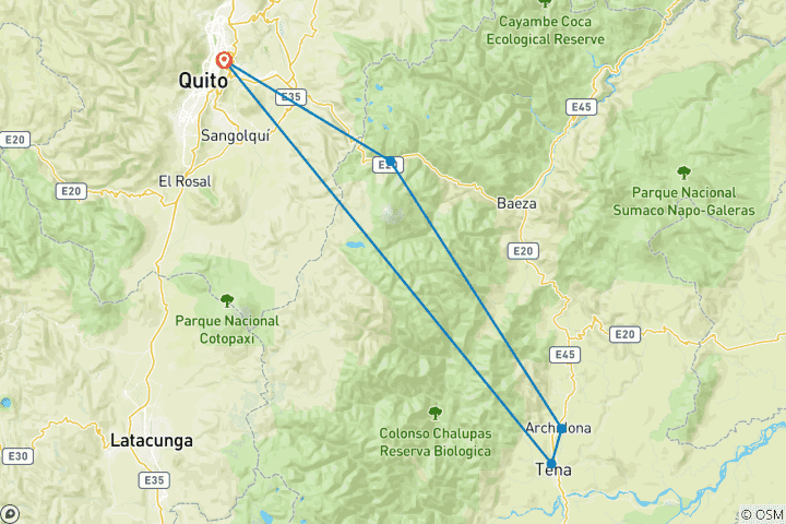 Map of Amazon Jungle - Kayak & Rafting - 6 days