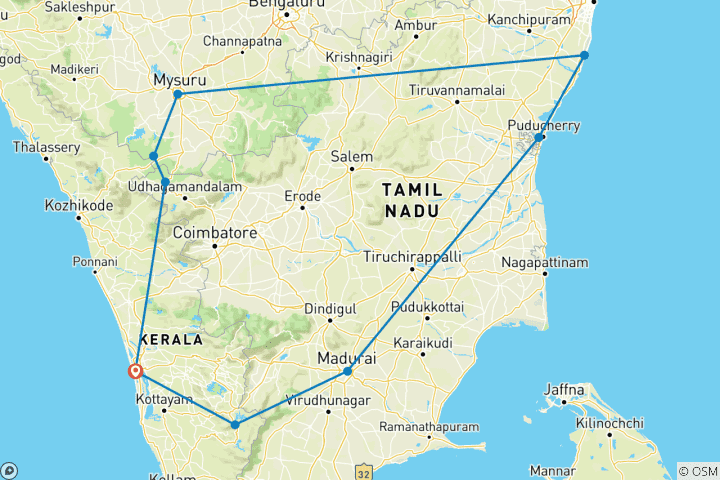 Carte du circuit Inde du Sud