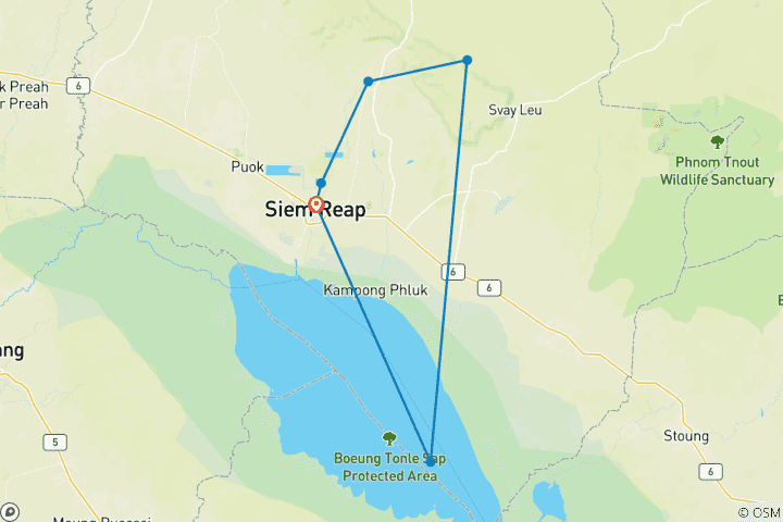 Map of Angkor Bike, Hike, Kayak