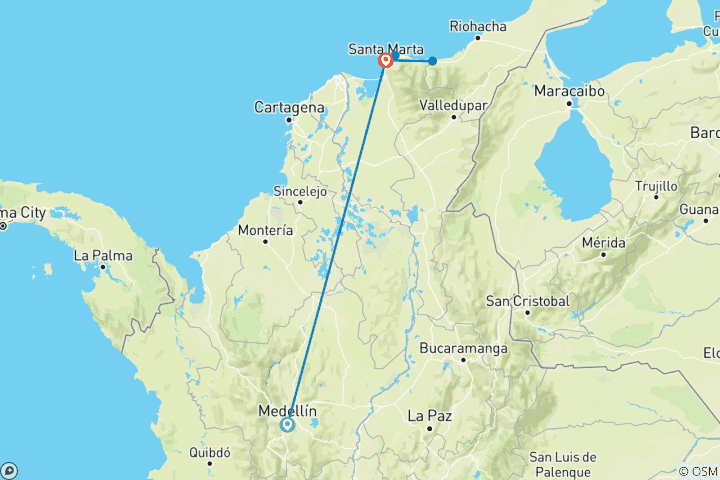Map of Explore Medellin, Santa Marta & Palomino