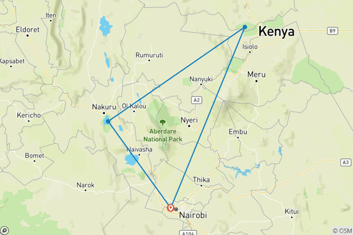 Map of Kenya Highlights Safari 4D/3N (Lake Nakuru & Samburu)