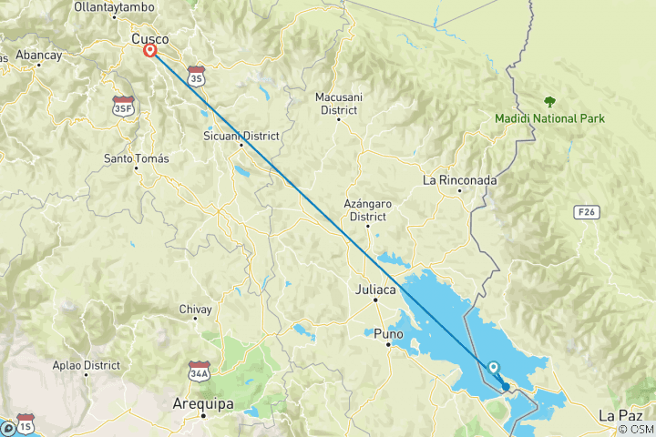 Map of Lake Titicaca & Isla del Sol Explorer 4D/3N (La Paz to Cuzco)