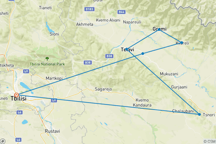 Carte du circuit Tout le meilleur de Kakheti en deux jours