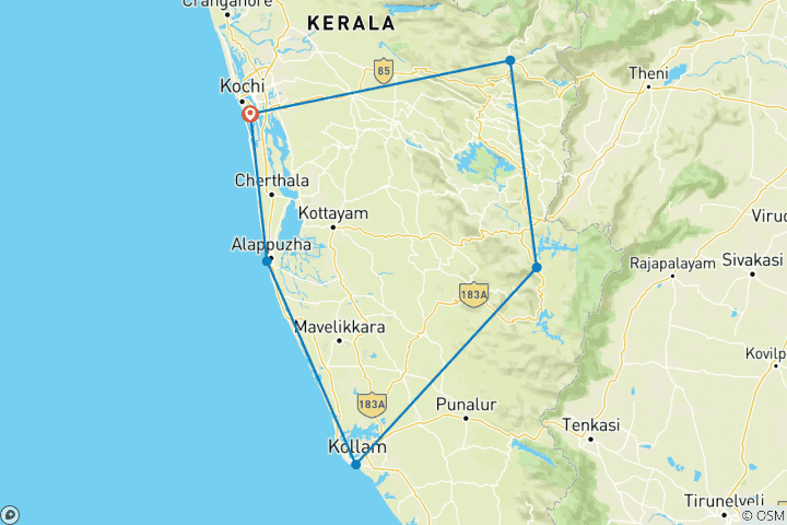 Kaart van Het paradijs dat Kerala heet