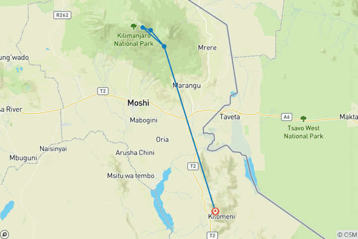 Karte von RADELN AUF DEM MT. KILIMANJARO: Gipfel mit dem Mountainbike!