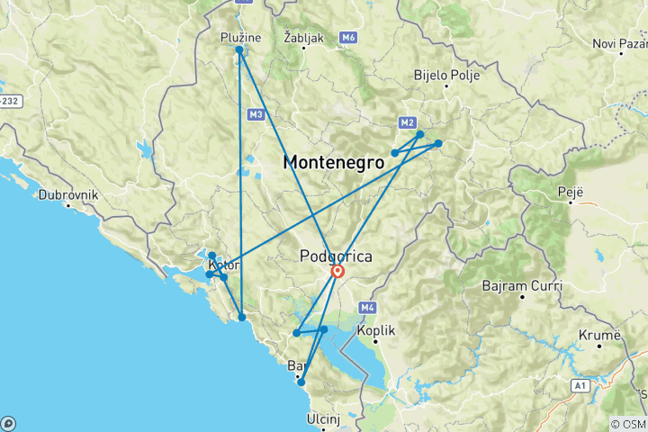 Carte du circuit Détente au Monténégro - 6 jours/5 nuits