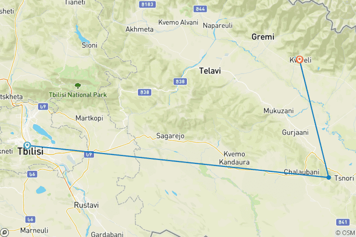 Mapa de Circuito de un día a Kakheti