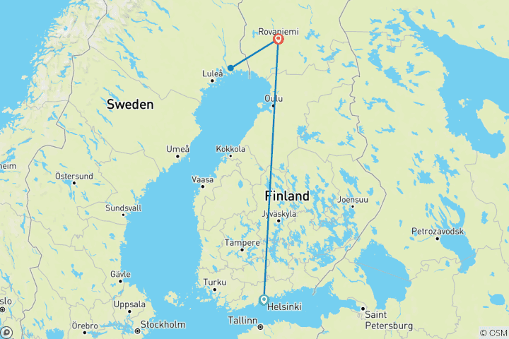 Kaart van Winteravontuur in Lapland