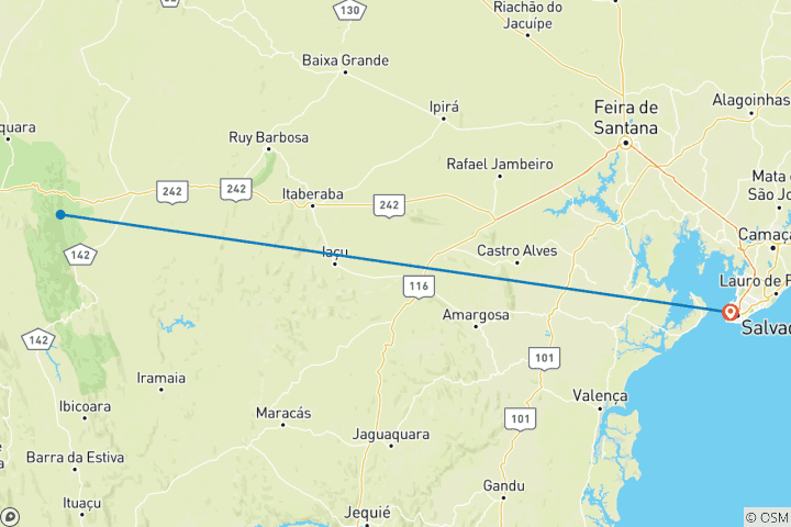 Carte du circuit Chapada Diamantina : Lençóis et la capitale brésilienne des grottes