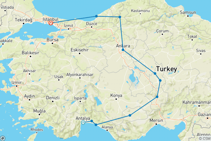 Mapa de Secretos turcos (11 destinations)