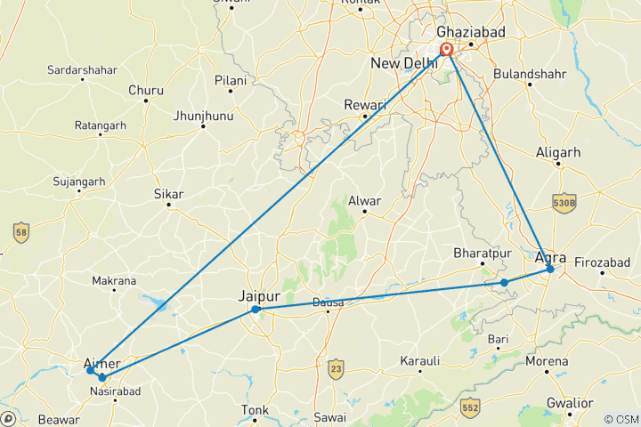 Carte du circuit Circuit privé de 7 jours dans le Triangle d'Or avec Ajmer