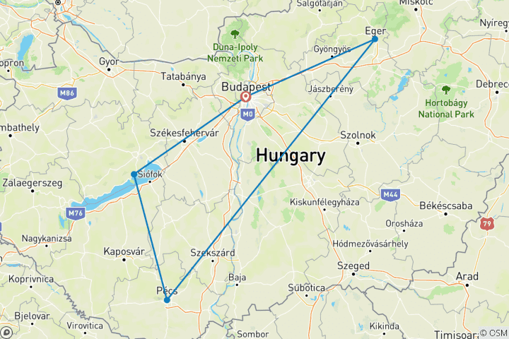 Kaart van Vakantie op maat in Hongarije – met privégids & chauffeur – vetrekt dagelijks