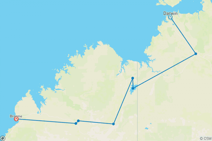 Carte du circuit Top End et Kimberley - De Darwin à Broome (2024)