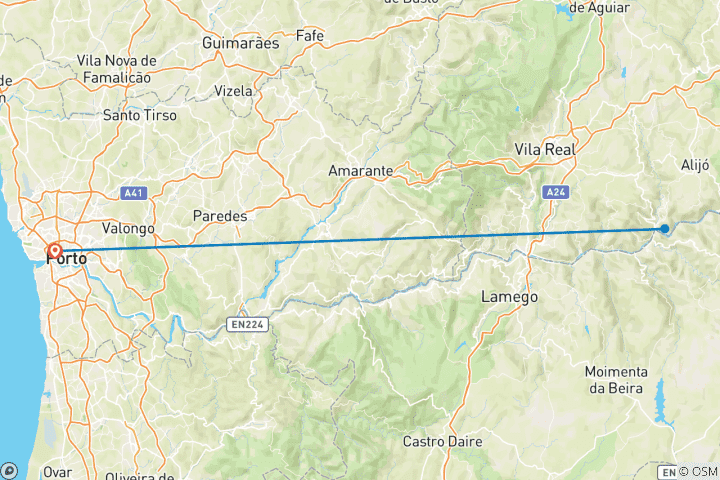 Carte du circuit Les joyaux de Porto et de la vallée du Douro avec une croisière sur le fleuve Douro - 5 jours au Portugal