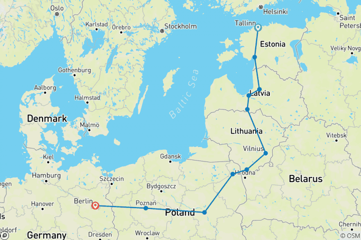 Mapa de Impresionantes Bálticos acaba en Berlín (11 destinations)