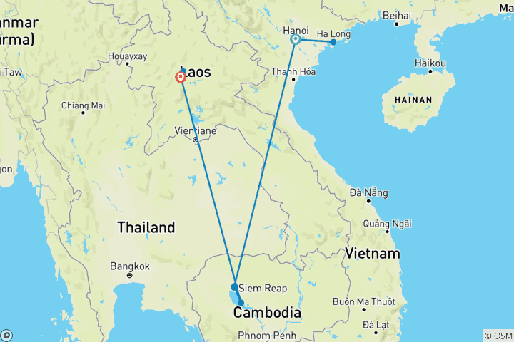 Map of Discovery Vietnam, Cambodia & Laos - 11 Days