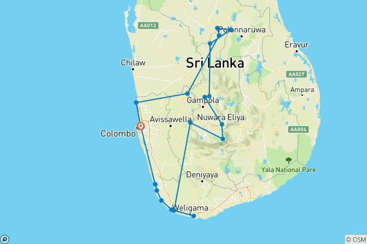 Map of Luxury Honeymoon - 10 Days