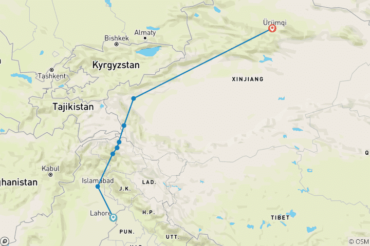 Karte von Karakoram Highway Pakistanisches Kaschmir & Westchina