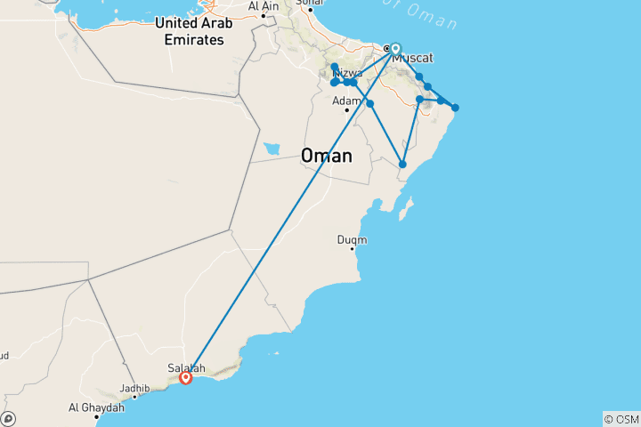 Map of Classical Sultanate Of Oman 10 Nts/11 Days