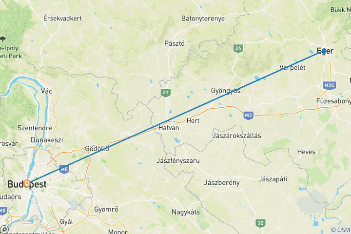 Carte du circuit Vacances sur mesure en Hongrie, histoire et vin, avec départ quotidien