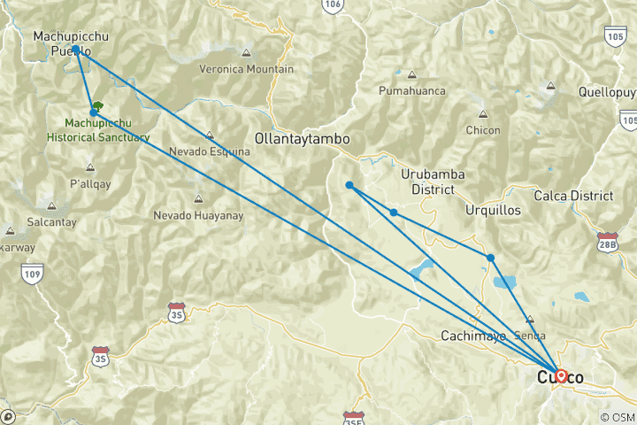 Map of JOURNEY THROUGH CUSCO: 06 DAYS OF ADVENTURE