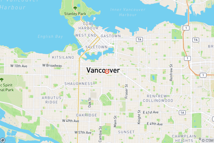 Map of Vancouver nightlife and Casino private tour