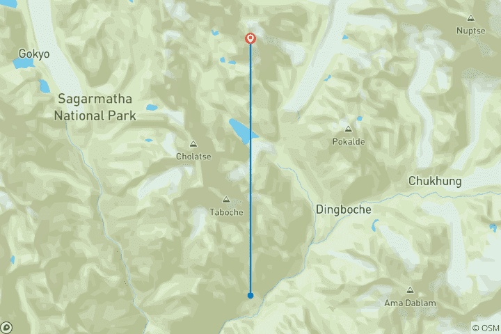 Mapa de Ascensión al pico Lobuche este 6.119 m/ 20.075 pies - reunión de grupo desde Lobuche