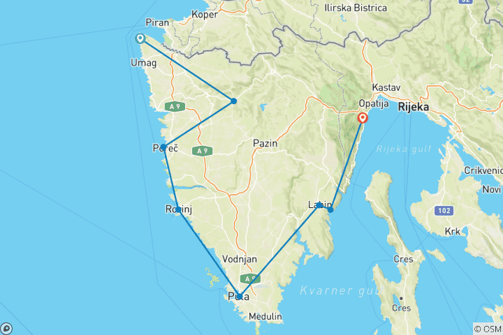 Carte du circuit Trans MTB Istria | Mountain Biking Magic Istrian Peninsula | Croatia