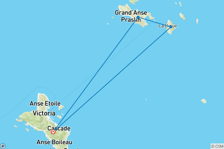 Mapa de Paquete de vacaciones en familia en las Seychelles 7D/6N