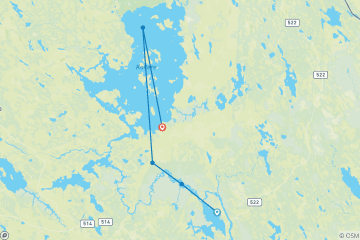 Map of Paddling from Koitajoki to Koitere, 50-76km